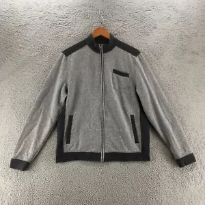 Structure Zip Up Jacket Mens Large Grey Cotton Blend Mock Neck Front Pockets - Picture 1 of 13