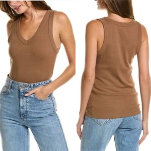 MICHAEL STARS WOODCHIP MAYA V NECK WIDE BINDING TANK TOP (O/S) NWT $68 - Picture 1 of 15