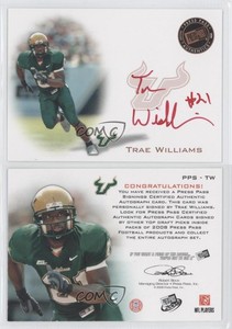 2008 Press Pass Signings Bronze Red Ink Trae Williams #PPS-TW Rookie Auto RC