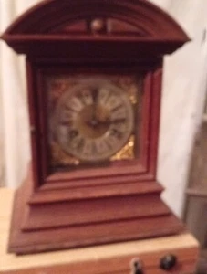 Ansonia Clock Co Holz 2 Aufzieher + Schlüssel Glockenspiel Regaluhr 1800er UNBESESSEN MIT  - Bild 1 von 10