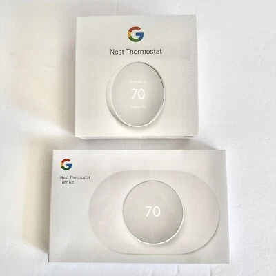 Google Nest Thermostat Smart Thermostat WiFi Snow White G4CVZ & Trim Kit Sealed - Image 1 of 4