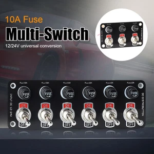 6 Gang Toggle On/Off Rocker Switch Panel W/Fuse for 12/24V Car Boat Marine Truck - Foto 1 di 12