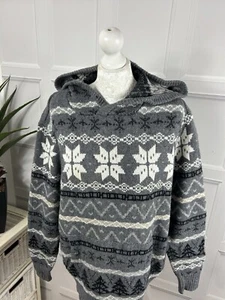 American Eagle Hooded Jumper Chest Size  42in in Grey Winter Design - Picture 1 of 16