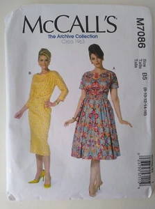 McCall's M7086 Womens Archive Circa 1963 Dress Sewing Pattern Cut To Size 12 - Picture 1 of 3