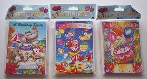 Lot of 3 Packs Child's Kids Birthday Party Invitations 24 Total Cards 3 Designs - Picture 1 of 1