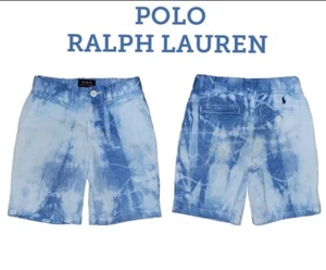 Polo Ralph Lauren Boys Blue Tie-dyed Chino Shorts Size 5 Adjustable Waist - Picture 1 of 6