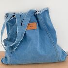 Women's Large Shoulder Tote Bag Denim Handbags Blue Jean Purse Retro Hobo Travel