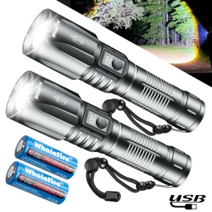 Paquete de 1-2 linterna LED súper brillante de 900000 lúmenes recargable luz de trabajo táctica - Imagen 1 de 12