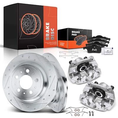 Rotores y pastillas de freno traseros perforados + pinza para Volvo XC70 2003-2007 S60 S80 V70 Foto 1 de 4