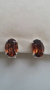 Sexy Oval Clip Earrings using Swarovski Smoked Topaz. Made in UK - Picture 1 of 2