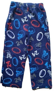 Boys Sleepwear Size 6 Football Fleece Pajama Pants Bottoms Blue - Picture 1 of 4
