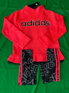 Adidas Girls' Youth 2-piece Active Set(Pink Sweater & Black Multi, 6X) NWT - Picture 1 of 2