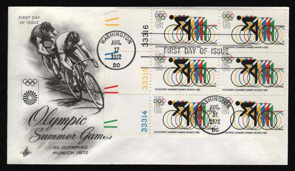 #1460 6c Ciclismo-Bloque de 6 con Placa #s, Artesanía [1] **CUALQUIER 5 = ENVÍO GRATUITO** Foto 1 de 1