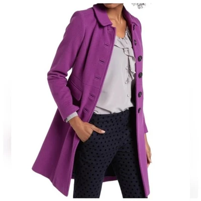 Boden шерсти кашемира смесь пурпурный пальто кнопка женщин США 14 - Изображение 1 из 4
