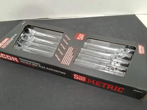 ICON WRDBFM-5 Professional Double Box Flex Ratcheting Wrench Set Metric 5pc New - Picture 1 of 7