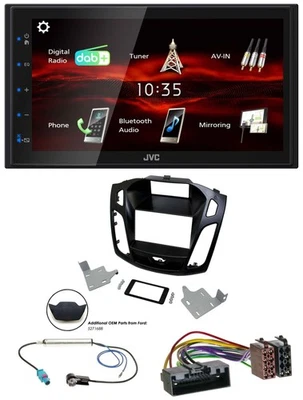 JVC USB Bluetooth MP3 DAB 2DIN Autoradio für Ford Focus 2014-2018 schwarz - Bild 1 von 4