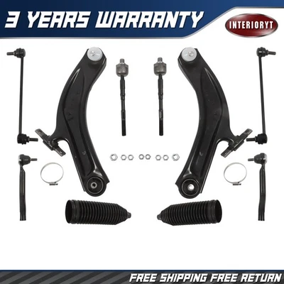 Suspension Kit For 2008-2013 Nissan Rogue Front Lower Control Arms Tie Rods - Image 1 of 4