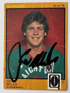 WYNUMN MANLY SEAGULLS GENE MILES SIGNED 1982 SCANLENS BRL TRADING CARD - Picture 1 of 2