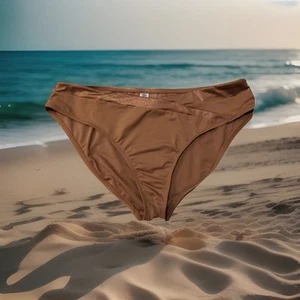 Mynah Hipster Bikini Badehose Nude Hellbraun Farbe Metallic Besatz Größe XL - Bild 1 von 6
