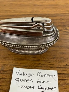 Vintage Ronson Queen Anne Table Lighter Silver Plated Collectible - Picture 1 of 7