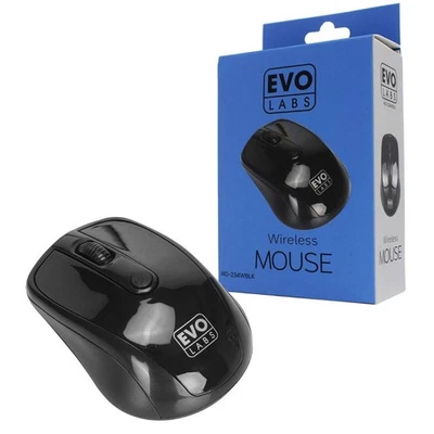 Evo Labs MO-234WBLK Wireless Optical Mouse – Gloss Black - Image 1 of 2