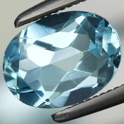 Sky Blue Topaz 1.47ct t.w 8x6mm Oval Natural Brazil Gemstone - Image 1 of 4
