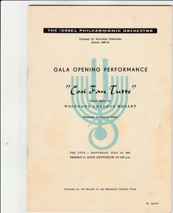 COSI FAN TUTTE, ISRAELÍ, UN PROGRAMA, 1961, EN INGLÉS Y HEBREO, UNA FORMA... - Imagen 1 de 8