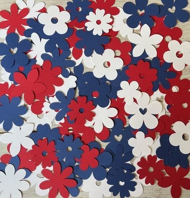 Decorações de mesa de confete de papel patriótico flor 4 de julho decoração de festa de aniversário - Imagem 1 de 2