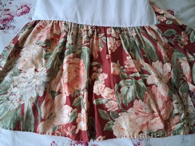 Ralph Lauren Desert Plains Queen Floral Bed Skirt-Deep Red--1990's - Image 1 of 4