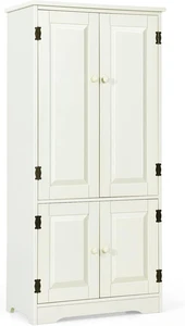 Mobile Multiuso, Armadio Da Soggiorno, Credenza Da Cucina in Legno, Con 4 Ripian - Foto 1 di 12