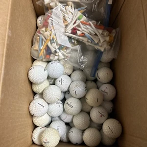 100 Hit Away/Shag Golf Balls And Tees— DRIVING RANGE - PRACTICE - Picture 1 of 1