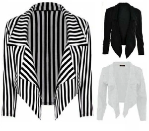 Cropped Style Waterfall Blazer Jacket Coat Top Ladies&Women Plus Size UK (8-26) - Picture 1 of 4