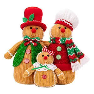 Christmas Gingerbread Man Figurine 3pcs Gingerbread Plush Figurine For Home Deco - Picture 1 of 12
