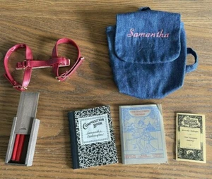 American Girl Samantha Book Strap Backpack School Books Pencil Box lot Retired - Picture 1 of 10