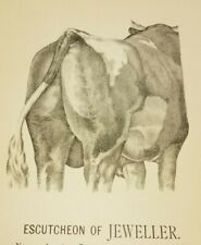 1885 Antique Print ESCUTCHEON OF JEWELLER Guernsey Cow Chester Co Pennsylvania