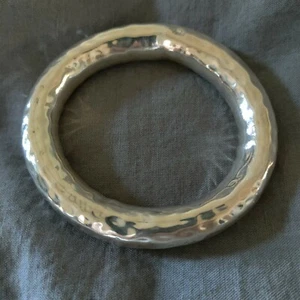 Vintage Heavy Hammered Sterling Silver 925 Oval Stackable Bangle 2.1 oz. - Picture 1 of 14