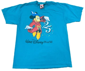 Vintage Disney Shirt Men Large Blue Tee Mickey Fantasia Unlimited USA 90s 25th* - Picture 1 of 11