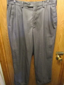 MENS JOHN HENRY PLEATED CUFFED GRAY PANTS SIZE 34X26 - Picture 1 of 4