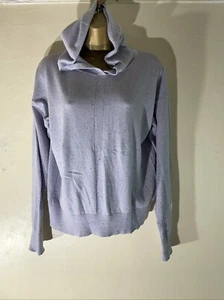 Womens Next Medium Pale Blue Fleck Thin Knit Hoodie Pullover Jumper Sweater Top - Picture 1 of 6