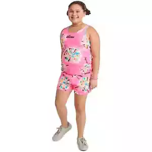 Justice Girls Cinch Side Tank & Short Outfit Set - Size: L (12/14), Color Pink - Picture 1 of 4