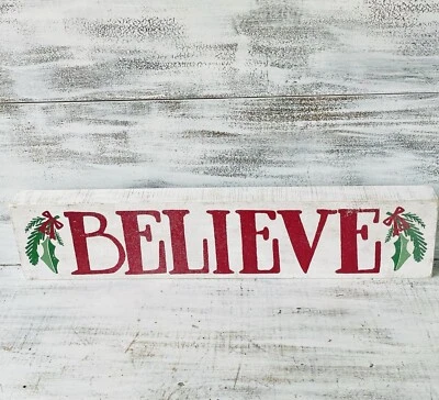 Believe Christmas Box Sign - Image 1 of 4