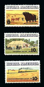 1973 Scott #1504,1505,1506 .08¢ -.10¢ AMERICA RURALE - Set di 3 singoli MNH-OG - Foto 1 di 1