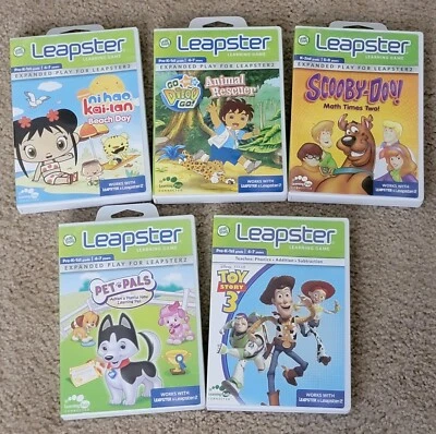 Lot Of 5 Leapfrog Leapster Learning Games Toy Story, Scooby Doo, Diego, Pet Pals - Image 1 of 3