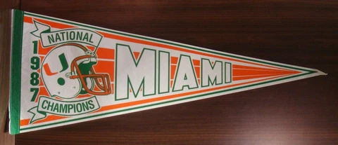 Miami Hurricanes ~ 1987 National Champions~ Original Officially Licensed Pennant Cover