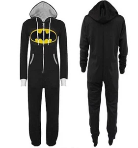 Batman Adult Unisex Hooded Jumpsuit 1Onesie- Black - Picture 1 of 7