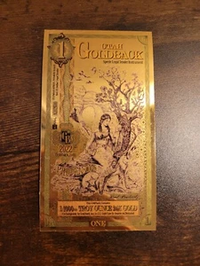 Utah 1 Goldback Note 1/1000 oz 24k - Picture 1 of 3