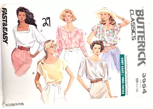 Butterick Classic #3954 schnelle & einfache Musterbluse ©1989 ungeschnittene Größen 18-20-22 - Bild 1 von 3
