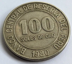 Moneta 100 Soles de Oro Peruviana 1980 come da foto - Foto 1 di 2