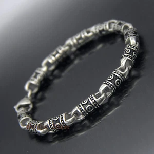 Retro Stainless Steel Tibetan Tribal Totem Chain Bracelet Men's Women's Necklace - Picture 1 of 26