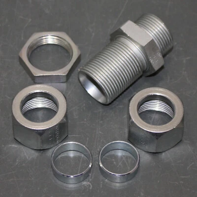 Eaton Bulkhead Union 7325X16X16, 1" x 1" Flareless Compression, Carbon Steel - Image 1 of 3